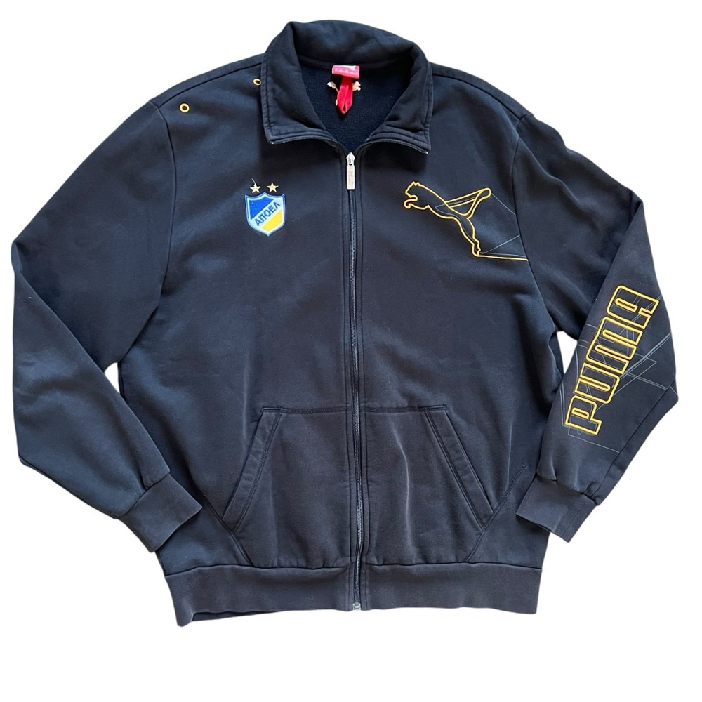 Puma APOEL FC Black Zip-Up Hooded Sweatshirt Men's size XXL